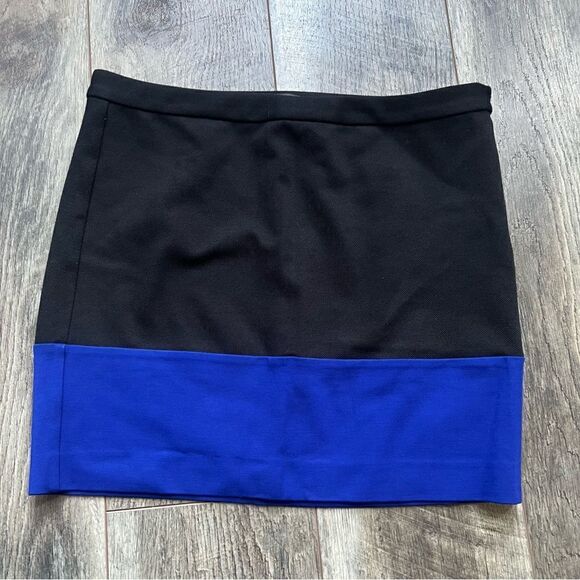 A/X Armani Exchange Black and Royal Blue Color Block Pencil Skirt Mini Skirt Med - Picture 1 of 7